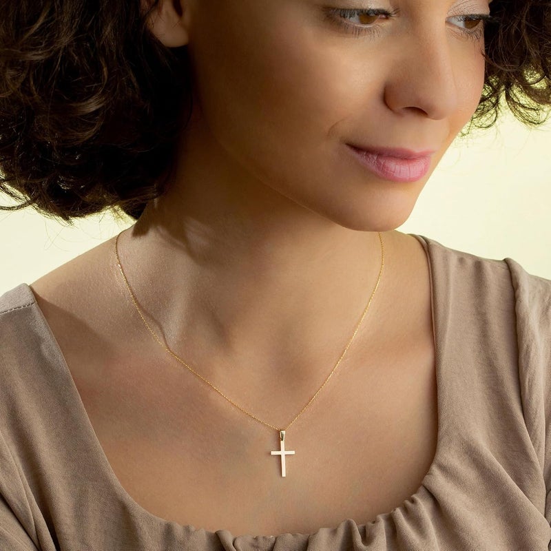 MONOZO Cross Necklace for Women, 14K Gold Plated, 16+2'/18+2' inches, Gold Cross Necklaces for Women, Trendy Gold Jewelry Gifts for Women - Image 3